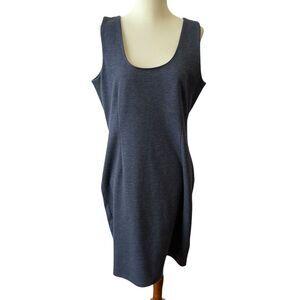 ORB SHEATH DRESS LG SLEEVELESS CAREER CASUAL MINIMALIST BACK ZIP OFFICE CHIC